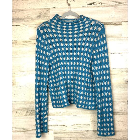 Anthropologie Sleeping on Snow Womens Medium Blue Gray Popcorn Pullover Sweater - Picture 4 of 9